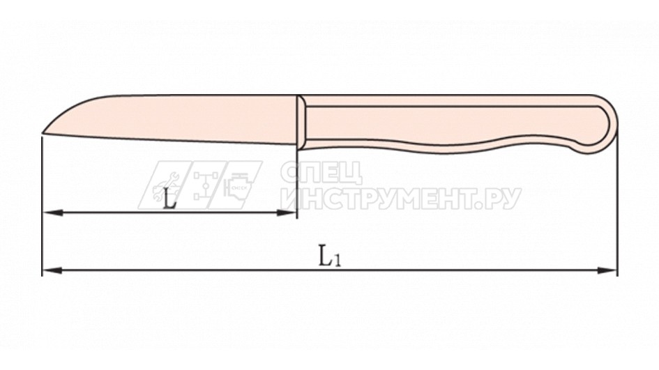 Нож искробезопасный 75 мм с удлиненной деревянной ручкой