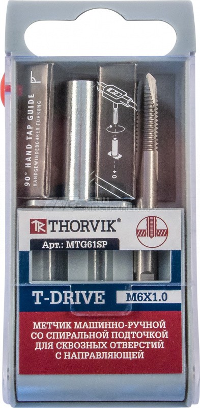 Метчик машинно-ручной T-DRIVE со спиральной подточкой для сквозных отверстий с направляющей