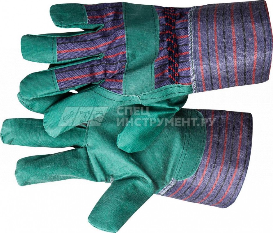 Перчатки рабочие, искусственная кожа, зеленые, XL