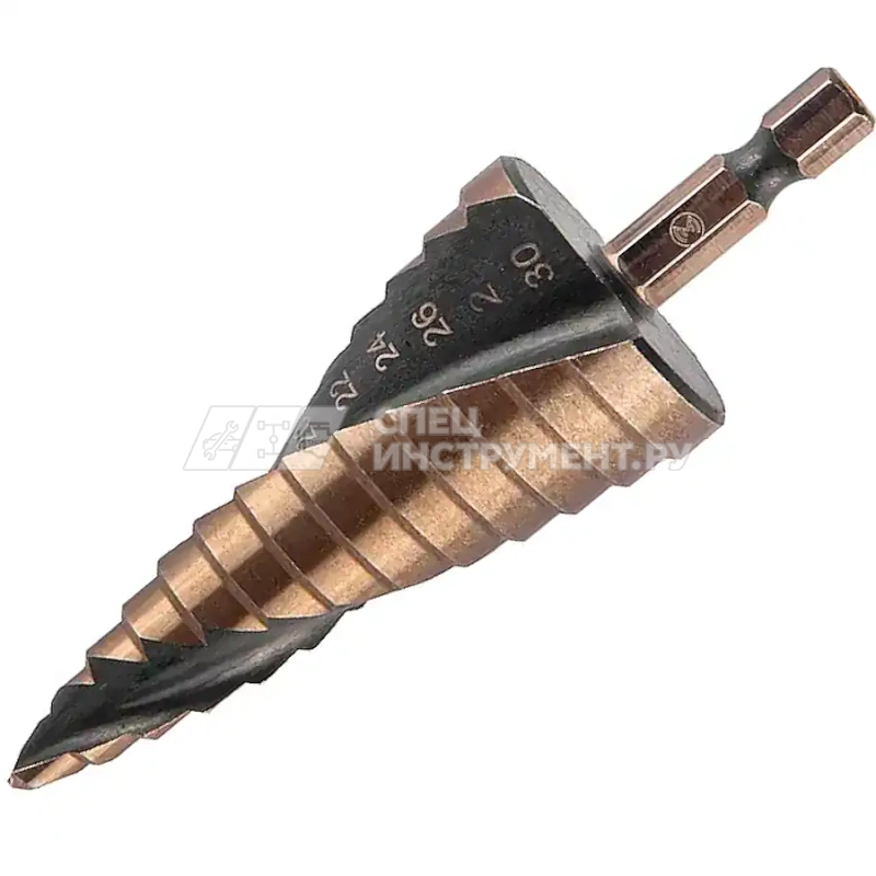 Сверло ступ. по мет. витое 6-30мм, 13 ступ.,шаг 2мм, Р6М5, Hex 1/4", MONOGRAM Special 101-026