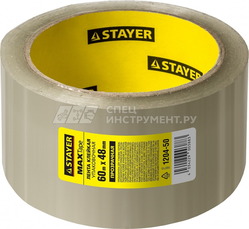 Клейкая лента, STAYER Max Tape 1204-50, прозрачная, 48мм х 60м
