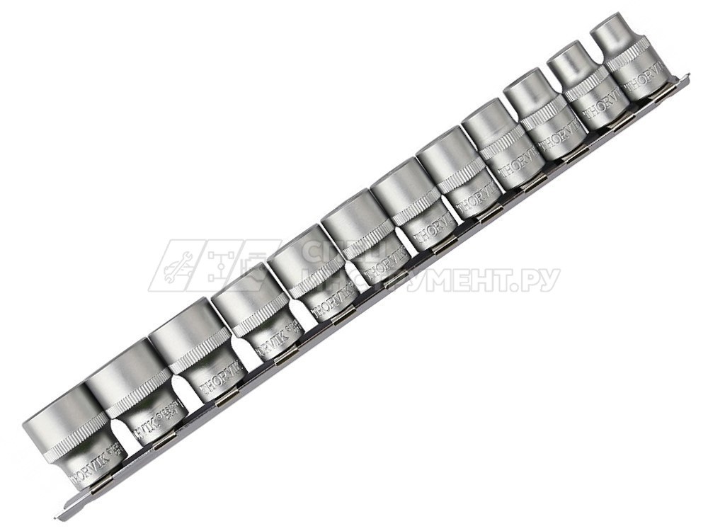 S12S1112SM Набор головок торцевых 3/8"DR на держателе, 8-19 мм, 12 предметов