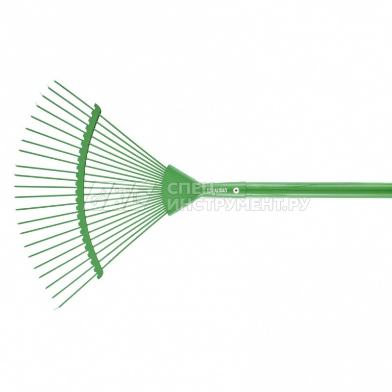 Грабли веерные стальные, 420х1585 мм, 22 круглых зуба, эмалированные, стальной черенок// Palisad