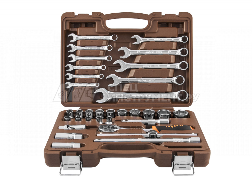Универсальный набор инструмента торцевые головки 1/2"DR, 8-32 мм и аксессуары к ним, комбинированные ключи 8-22 мм, 33 предмета.