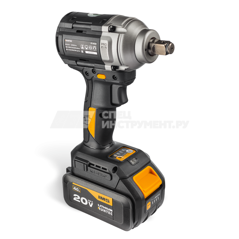 Гайковерт ударный аккумуляторный RUNTEC PRO 1/2", 20В, 2*4Ач, 500Нм