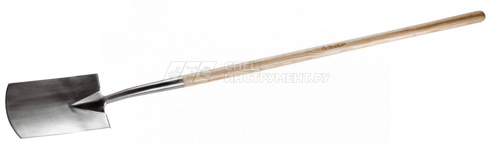 Лопата ЗУБР "ЭКСПЕРТ" штыковая прямоугольная из нержавеющей стали, деревянный черенок из ясеня, 290х180х1470мм