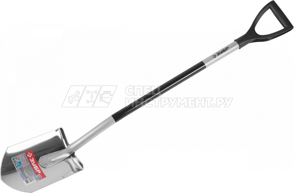 Лопата ЗУБР "ЭКСПЕРТ" из нержавеющей стали, алюминиевый черенок, 280х190х1200мм