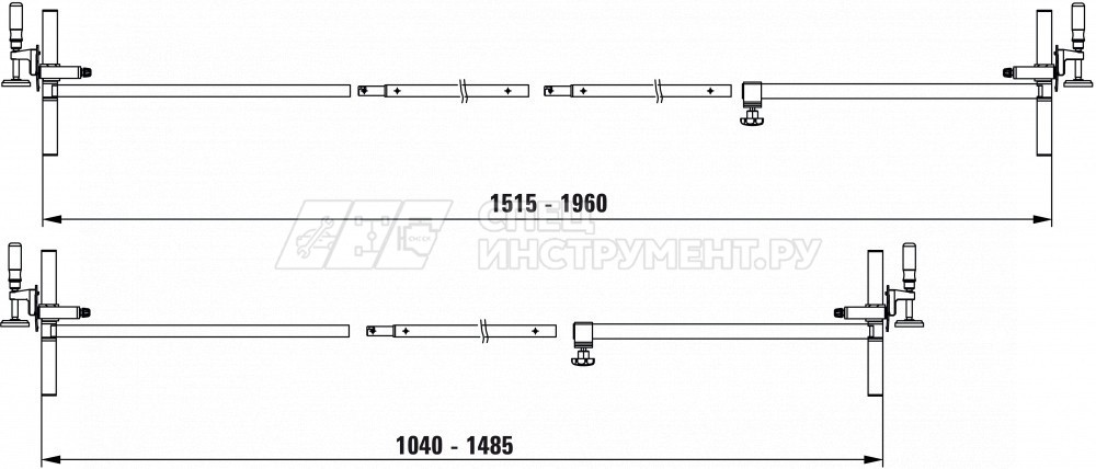 TUX Удлинитель распорки TU для дверных коробок, 1040-1960 мм, для монтажа сверхшироких дверей