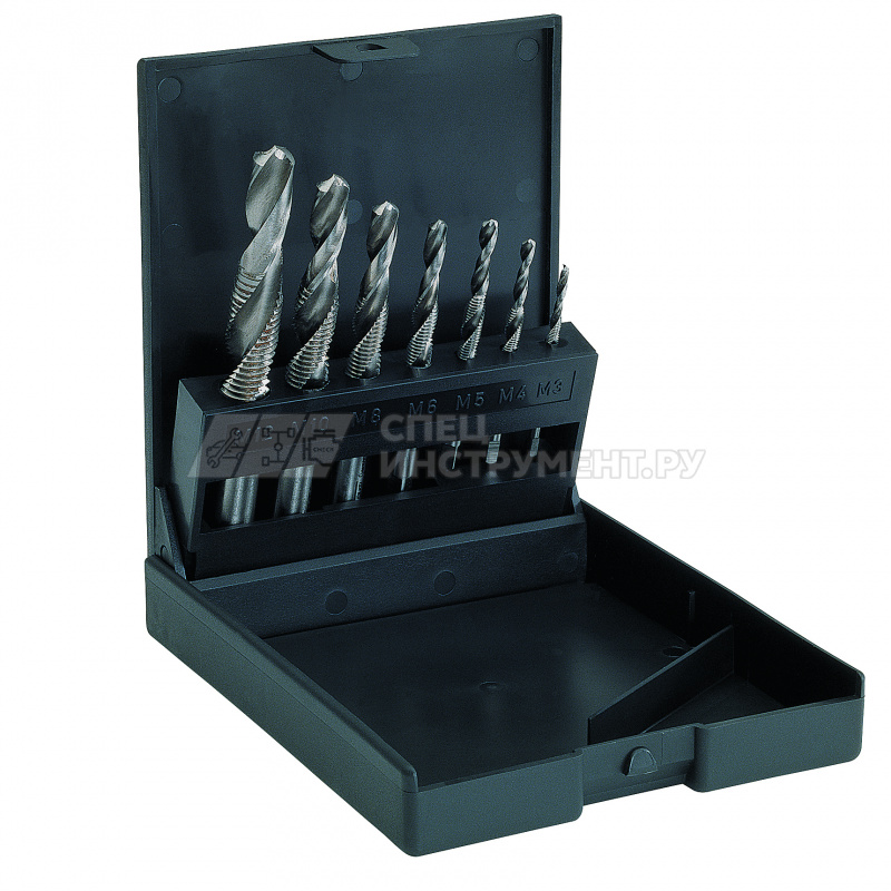 Набор метчиков комбинированных М3-М12, 7 предметов, пластиковый кейс