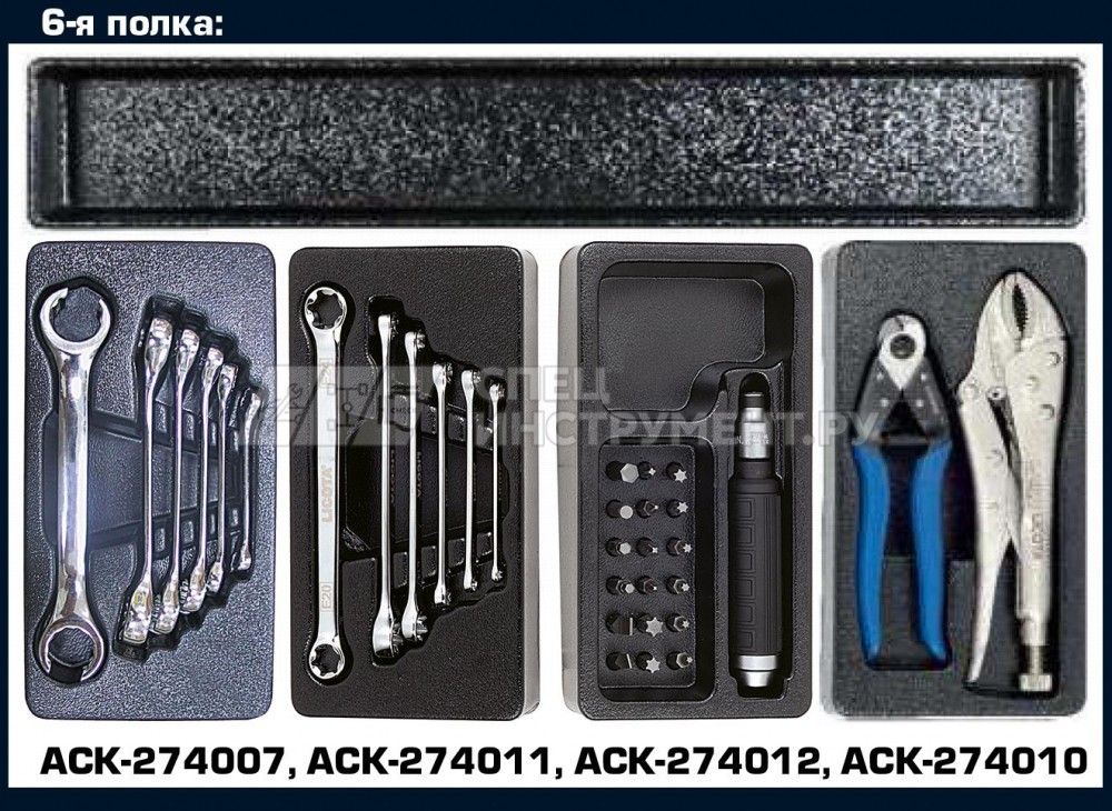 Тележка инструментальная 387 пр., 7 полок, пласт. стол., сине-серая