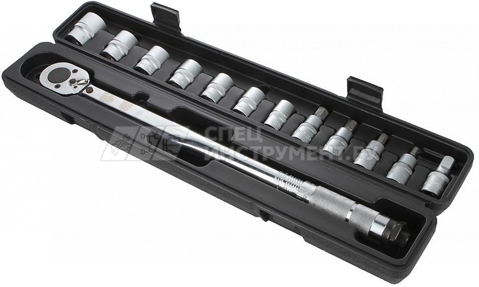 Ключ динамометрический щелчковый с набором головок 13 предметов BERGER BG 1/2" 28-210 Нм