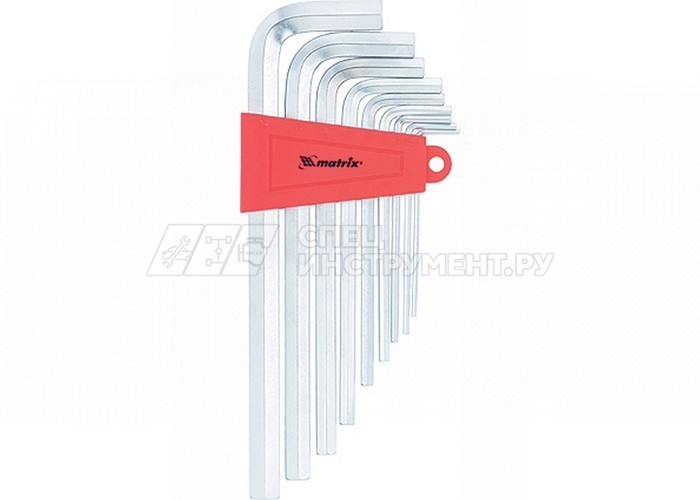 Набор ключей имбусовых HEX, 2–12 мм, CrV, 9 шт,, удлиненные , сатин,