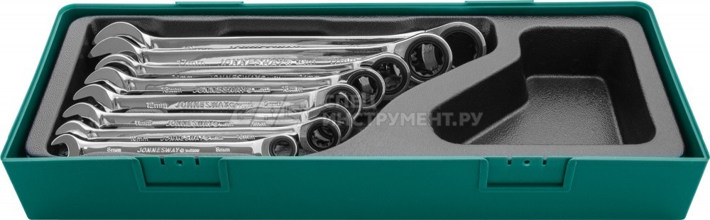 W45308SP Набор ключей гаечных комбинированных трещоточных в ложементе, 8-19 мм, 8 предметов