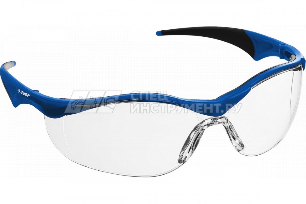 ЗУБР Прогресс 7 Прозрачные, очки защитные открытого типа, мягкие двухкомпонентные дужки.