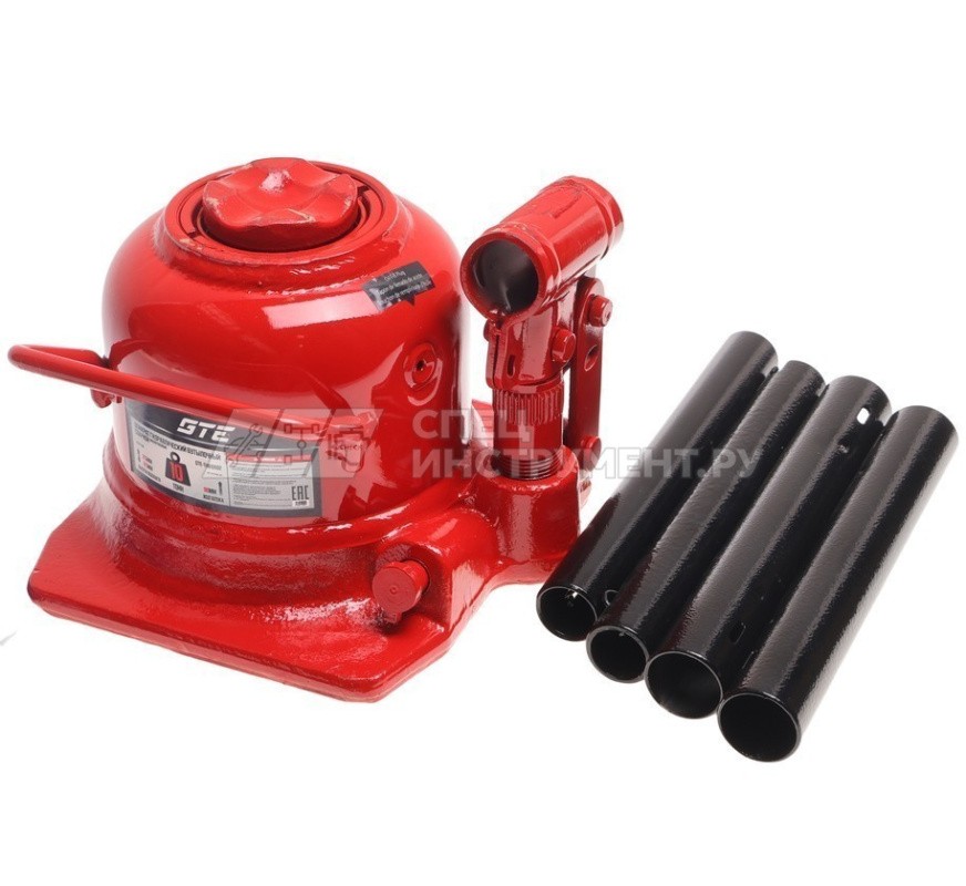 Домкрат гидравлический бутылочный низкопрофильный с двумя штоками 10т (h min-125мм, h max-215мм, ход штока-90мм) GTE /1/6