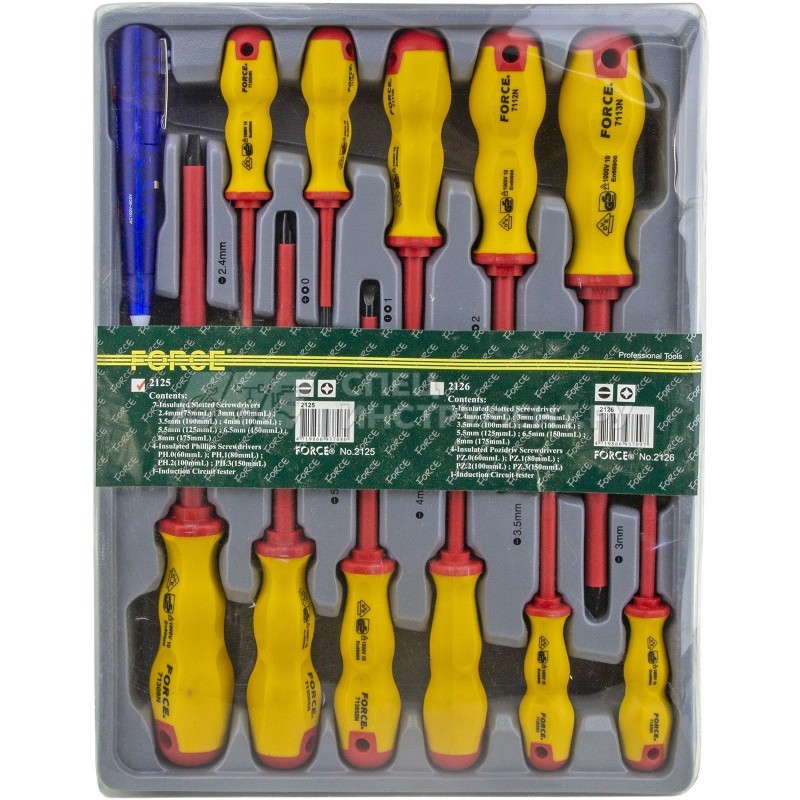 Набор отверток диэлектрических PH0-PH3, 2.5-8мм, тестер, 12пр. 