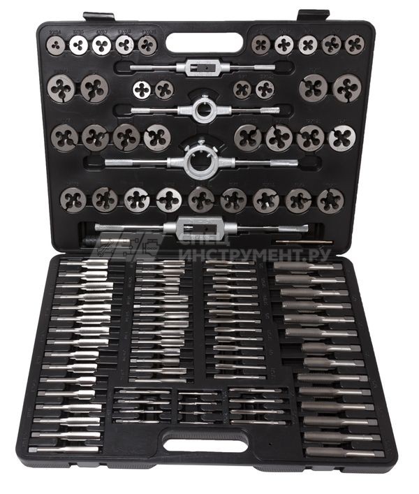 Набор метчиков и плашек 110пр. (метрич.) в пласт. кейсе