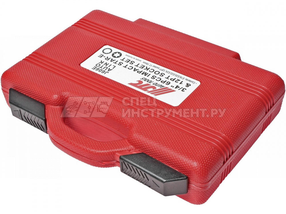 Набор головок торцевых ударных TORX 3/4" E18-E24, 12-гранных 17-19мм, длина 110мм (в кейсе) 6шт