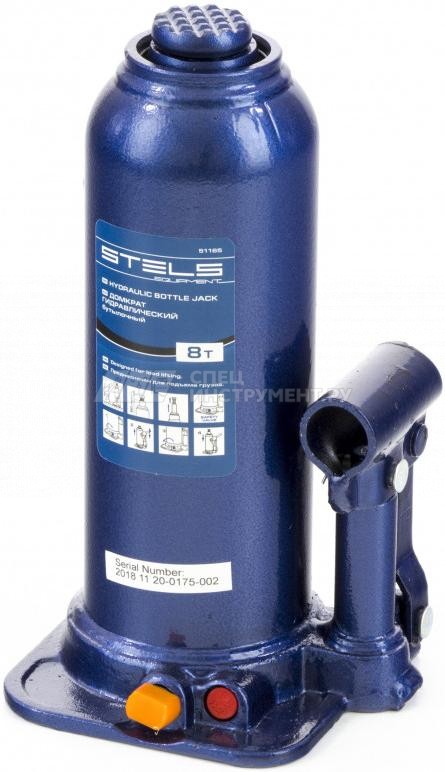 Домкрат гидравлический бутылочный, 8 т, h подъема 222-447 мм// Stels