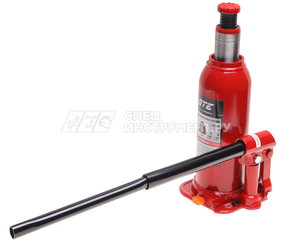 Домкрат гидравлический бутылочный 8т (h min-222мм, h max-447мм, ход штока-145мм, ход винта-80мм) GTE /1/4