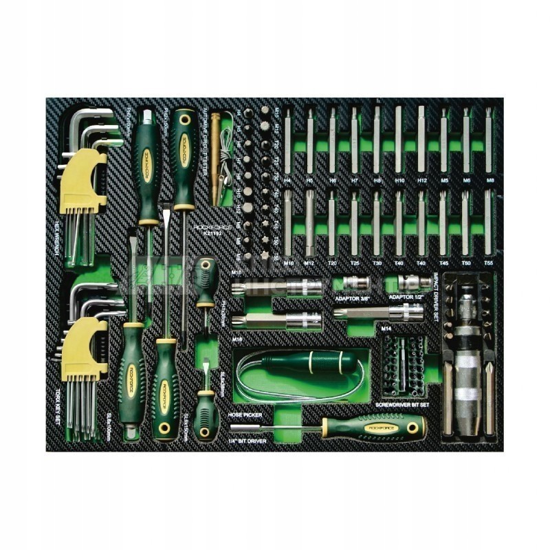 Тележка инструментальная RF-55300: 7 секций с набором инструментов 274пр. и дополнительной боковой секцией, 810х480х850мм, (зеленая) ROCKFORCE /1