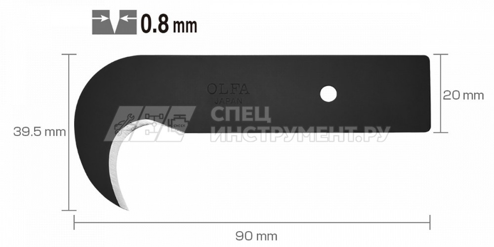 Лезвие-крюк OLFA для ножа OLFA-HOK-1, 90х20х39,5х0,8мм