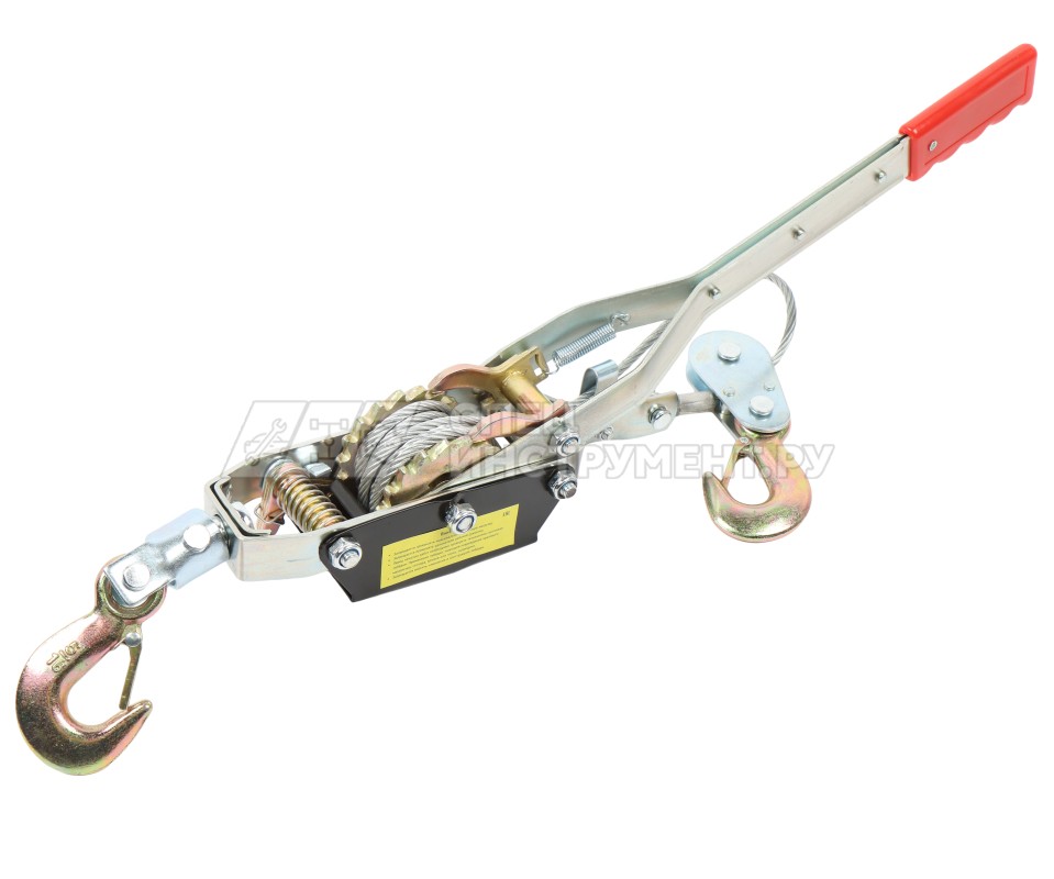 Лебедка ER-98463 рычажная тяговая 4т(двойное зубч. колесо, стальной трос, Ø -6мм, длина троса-3м) ЭВРИКА