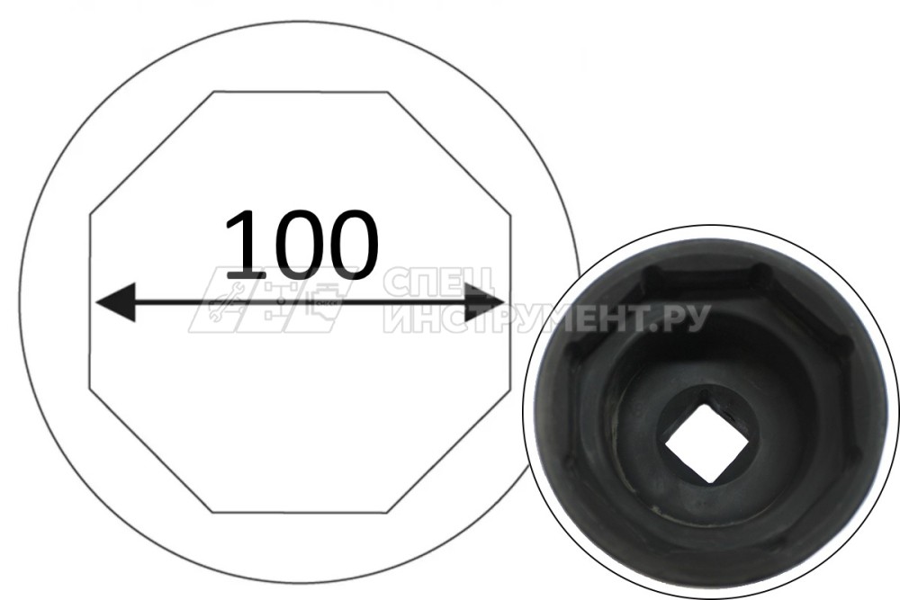 Головка для гайки ступицы задних колес 8-гранная 1" х 100мм (SCANIA)