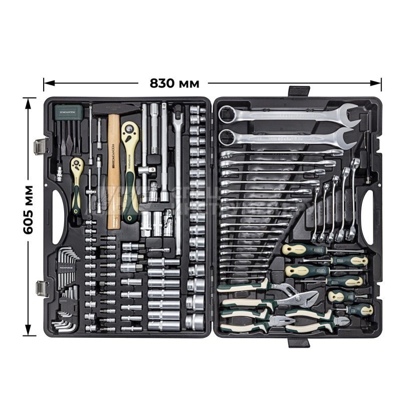 Набор инструмента RF-41282-5: 1/2"&1/4"DR с 6-гранными головками 128пр. ROCKFORCE /1/2 NEW