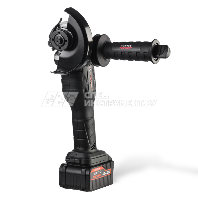 Шлифмашина угловая аккумуляторная RUNTEC TECHNIC 125 мм, 20В, 2*4Ач, 1000Вт