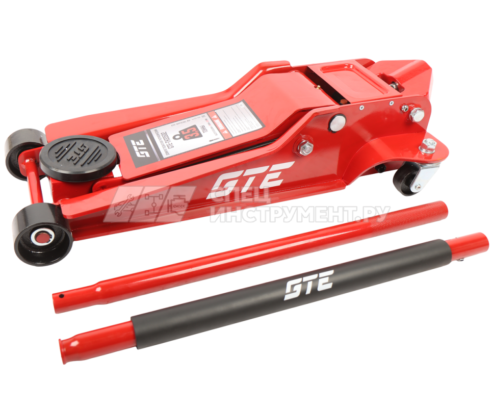Домкрат подкатной гидравлический двухпоршневой 3,5т (h min-95мм, h max-552мм) GTE /1