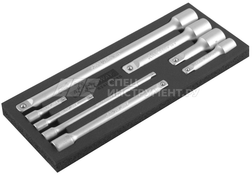 S24H5108S Набор удлинителей 1/4", 3/8", 1/2"DR, 50-250 мм, 8 предметов
