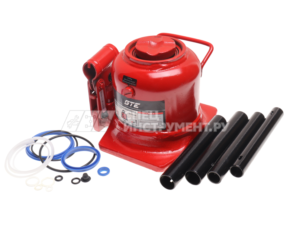 Домкрат гидравлический бутылочный низкопрофильный с двумя штоками 20т (h min-150мм, h max-245мм, ход штока-95мм) GTE /1/3