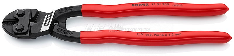 KNIPEX CoBolt® XL болторез компактный, L-200 мм, рез: проволока средней твёрдости  5.6 мм, твёрдая проволока  4 мм, рояльная струна (HRC 59)  3.8 мм, чёрный, обливные рукоятки