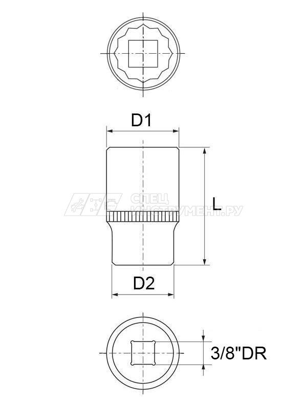 S12S1214 Головка торцевая 12-гранная 3/8" DR, 14 мм