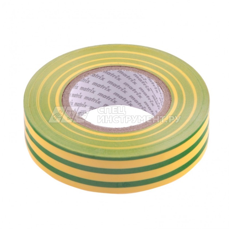 Изолента ПВХ, 19 мм х 20 м, желто-зеленая, 150мкм// Matrix
