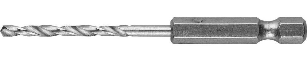 Сверло ЗУБР "ЭКСПЕРТ" по металлу шестигранный хвостовик 1/4", быстрорежущая сталь Р6М5, 2х69мм