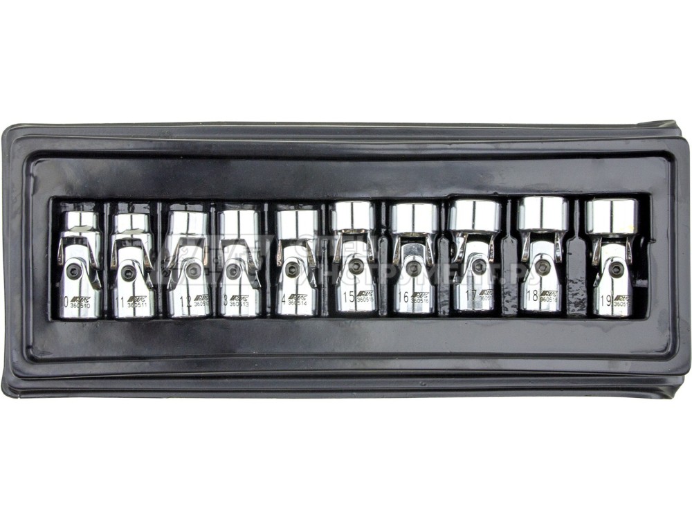 Набор головок торцевых с карданом 3/8" 6-гранных 10-19мм (в кейсе) 10пр.