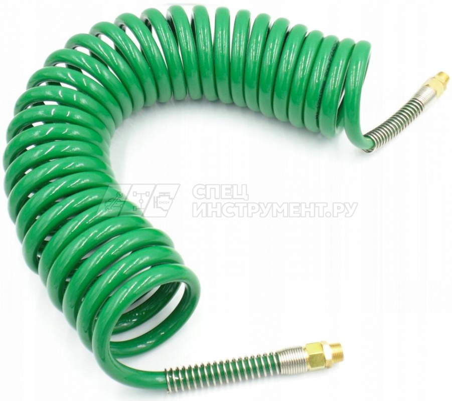 Шланг витой полиуретановый 12мм х 18мм х 20м с резьбовыми наконечниками наруж. резьба 1/2" (латунь, максимальное давление - 15bar, рабочая температура