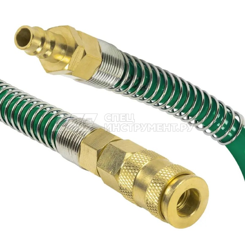 Шланг витой полиуретановый 10мм х 14мм х 15м с быстроразъемами (латунь, максимальное давление - 15bar, рабочая температура от -20 до +60 гр.)