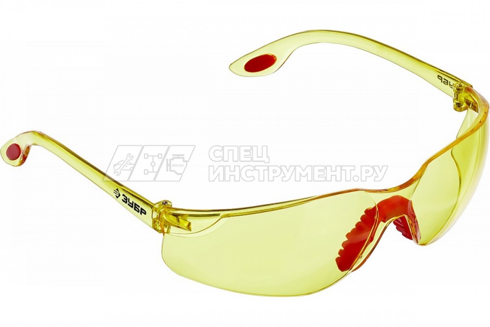 ЗУБР Спектр 3 Желтые, очки защитные открытого типа, двухкомпонентные дужки.