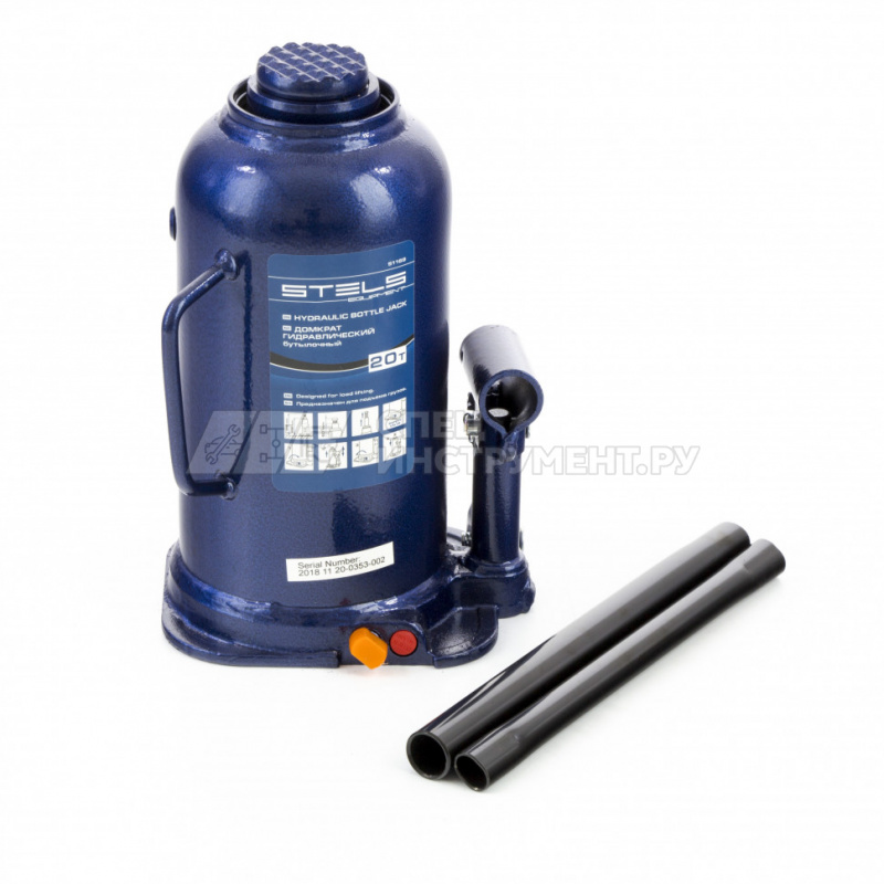 Домкрат гидравлический бутылочный, 20 т, h подъема 235-445 мм// Stels