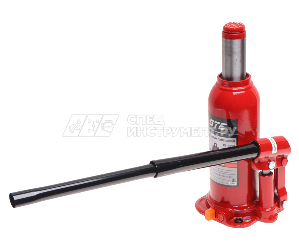 Домкрат гидравлический бутылочный 5т (h min-207мм, h max-402мм, ход штока-125мм, ход винта-70мм) GTE /1/4