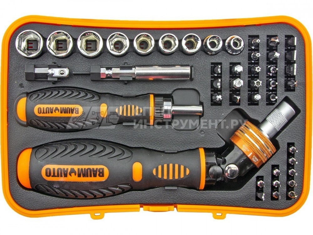 Набор отверток реверсивных многоцелевых с битодержателями и набором бит для точных работ, 43пр.(T,TH