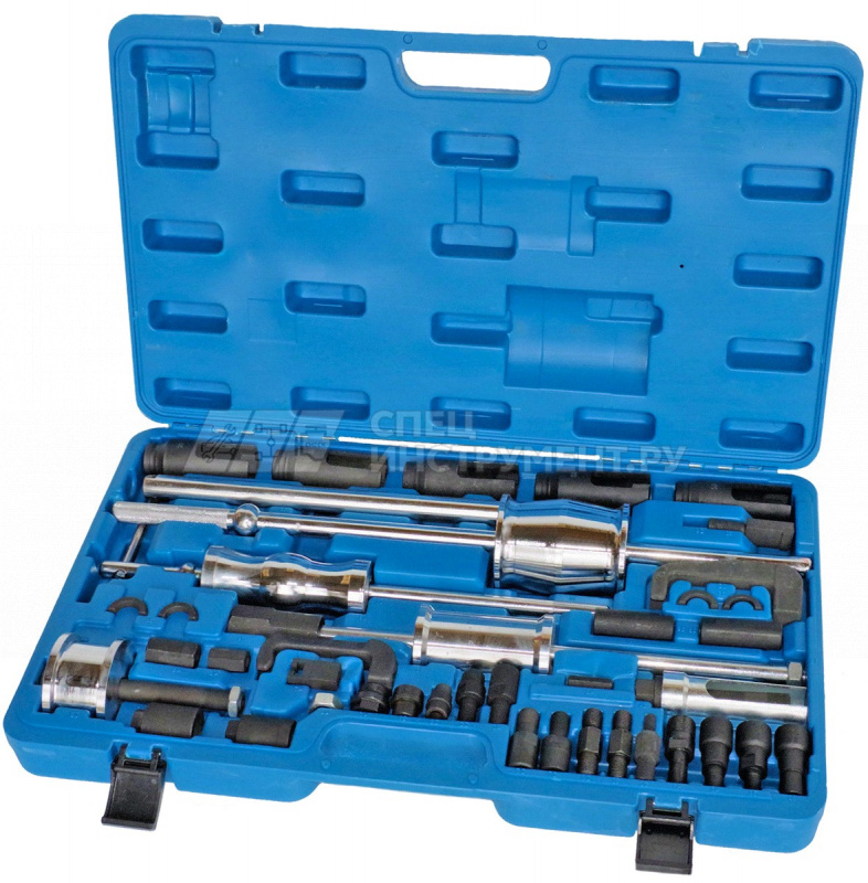 Комплект для снятия дизельных форсунок с обратными молотками, головками и резьбовыми адаптерами (головки для форсунок: 25, 27, 28, 29, 30мм), в кейсе