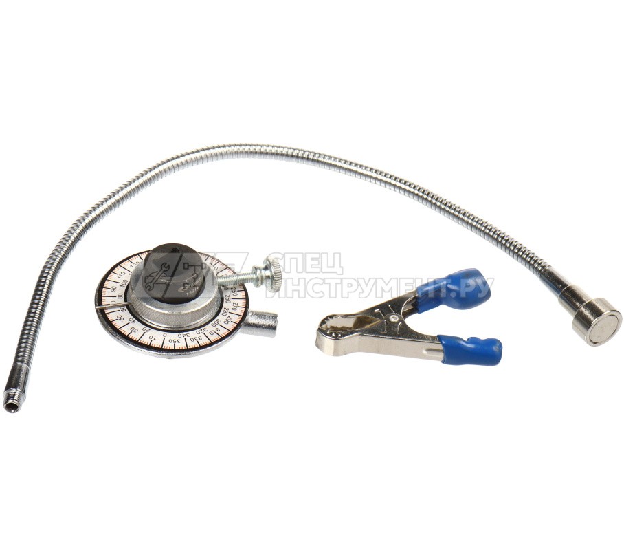 Шкала доворотная стальная с магнитным креплением и зажимом 1/2" (0-360°, цена деления 2°, длина: с магнитом 439мм, с зажимом 545мм) LG-13914 LIGE /1/2