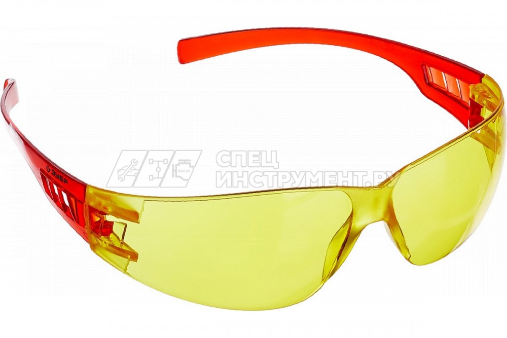 ЗУБР Мастер Желтые, очки защитные открытого типа, пластиковые дужки.