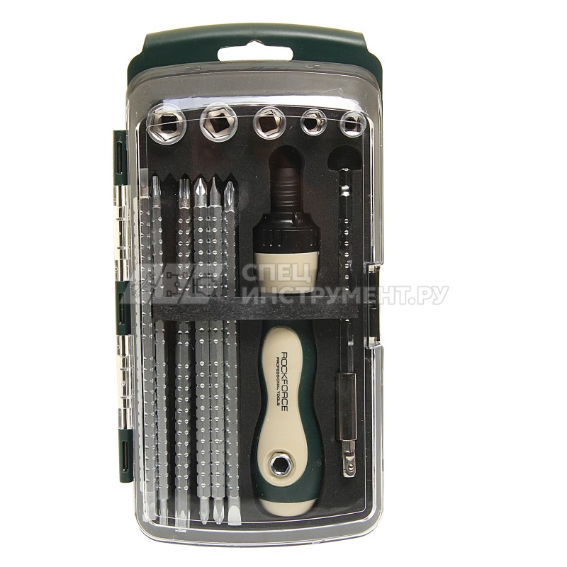 Отвертка реверсивная телескоп. переставная 2в1с набором бит и головок 13пр.  ROCKFORCE /1