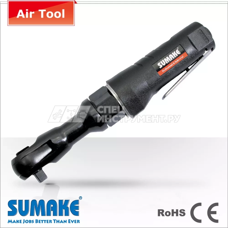 Пневмотрещотка, 1/2" 100Нм, 160об/мин, с набором головок 10-17мм