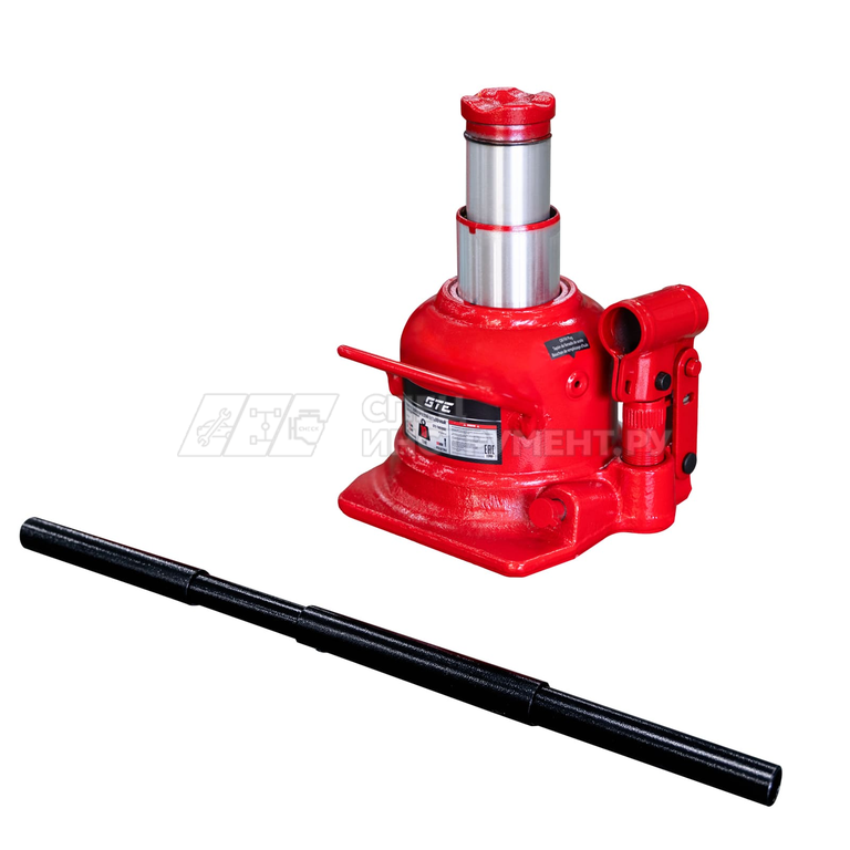 Домкрат гидравлический бутылочный низкопрофильный с двумя штоками 10т (h min-125мм, h max-215мм, ход штока-90мм) GTE /1/6